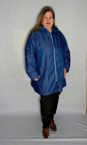 Кардиган "Джинс"  синий горох (Smart-Woman, Россия) — размеры 64-66, 68-70, 72-74, 76-78, 80-82