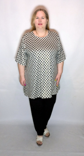 Туника "Классика лето" ( чешуйки розовые) (Smart-Woman, Россия) — размеры 64-66, 68-70, 72-74, 76-78, 80-82